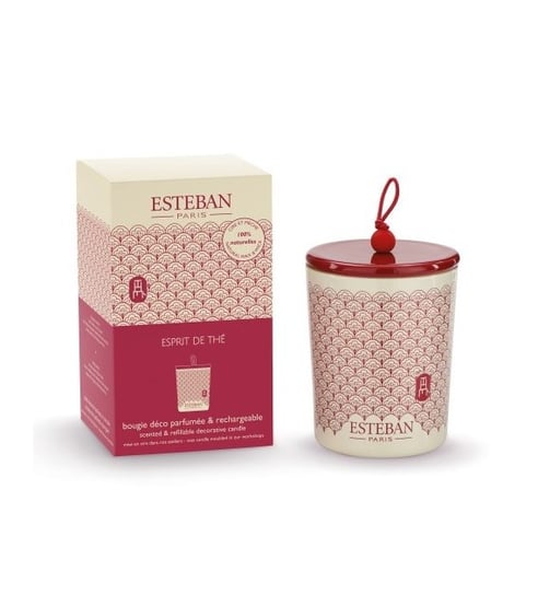 Świeca zapachowa (180 g) Esprit de thé + ceramiczna przykrywka Esteban Esteban