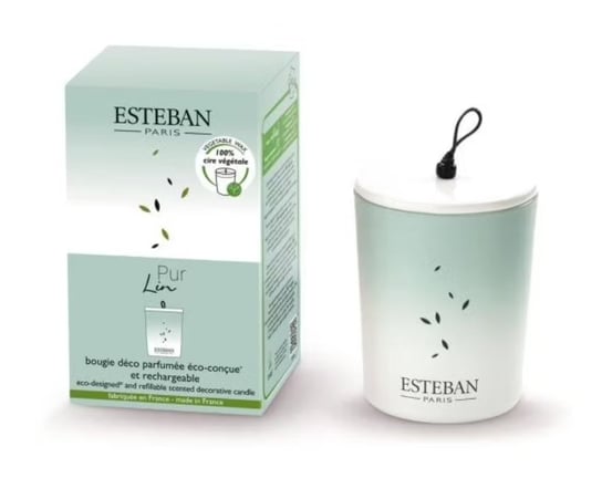 Świeca zapachowa (180 g) Pur Lin + ceramiczna przykrywka Esteban Esteban