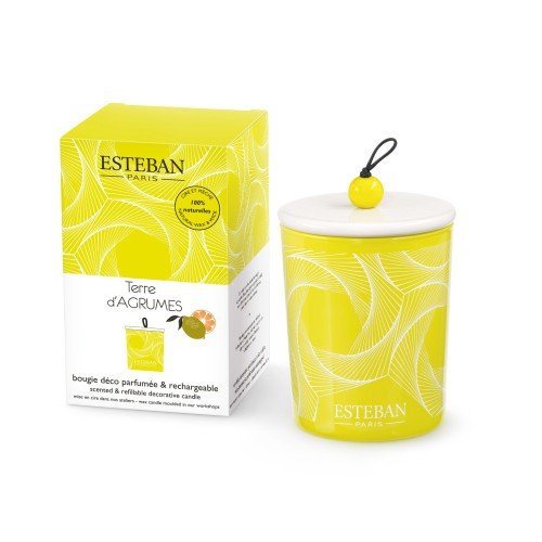 Świeca zapachowa (180 g) Terre d'agrumes + ceramiczna przykrywka Esteban Esteban