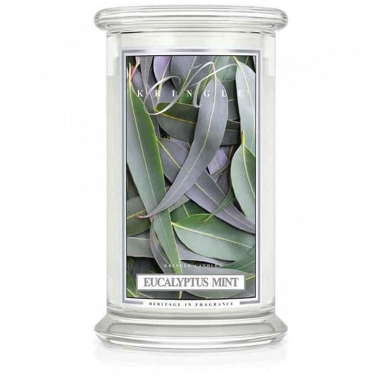 Świeca zapachowa, duży słoik KRINGLE CANDLE, Eucalyptus Mint, 2 knoty Kringle Candle