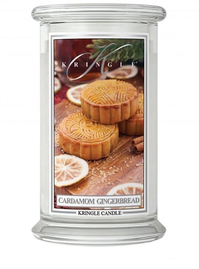 Świeca zapachowa Kringle Candle, Cardamom Gingerbread, duży, klasyczny słoik, 623 g, z 2 knotami Kringle Candle