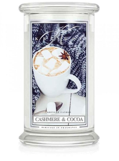 Świeca zapachowa KRINGLE CANDLE, Cashmere & Cocoa, duży, klasyczny słoik, 2 knoty Kringle Candle