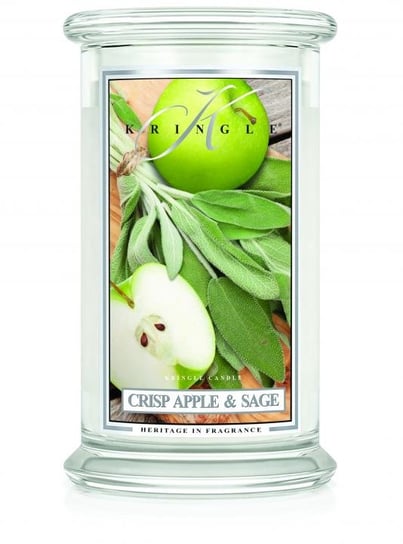 Świeca zapachowa KRINGLE CANDLE, Crisp Apple and Sage, duży, klasyczny słoik, 2 knoty Kringle Candle