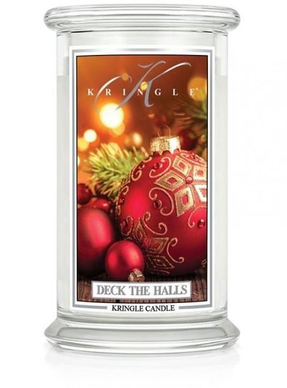 Świeca zapachowa Kringle Candle Deck The Halls, duży, klasyczny słoik, 623g z 2 knotami Kringle Candle