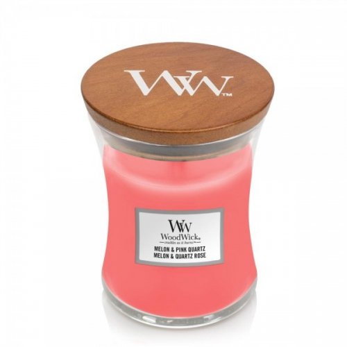 Świeca zapachowa Melon & Pink Quartz - średnia Woodwick