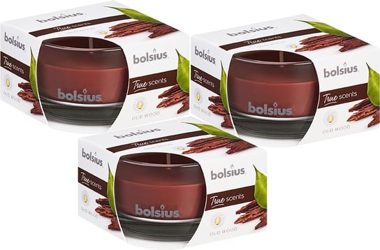 Świeca zapachowa w szkle BOLSIUS True Scents 24H 3szt. DRZEWO AGAROWE Bolsius