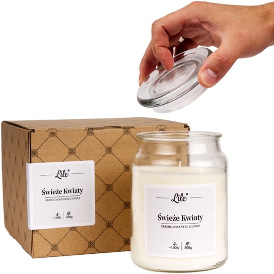 Świeca zapachowa w szkle duża Lile Candle Senses Świeże Kwiaty 500g ...