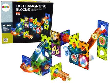 Świecąca Zjeżdżalnia Dla Kulek Klocki Magnetyczne 49 Elementów Lean Toys