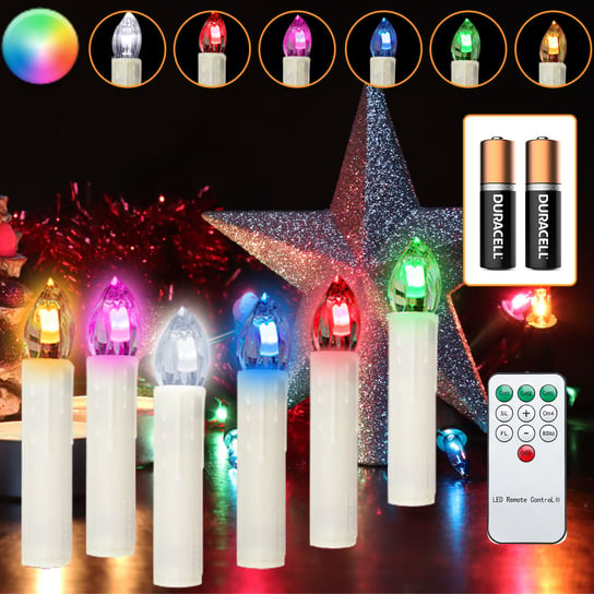 Świece LED 20x LED Święta Święta Święta wodoodporne z funkcją licznika świece RGB ciepłe białe+białe+RGB z baterią Einfeben