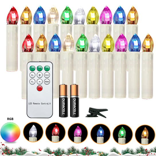 Świece LED 30x LED Święta Święta Święta Wodoodporne z funkcją licznika świece RGB ciepłe białe+białe+RGB z baterią Einfeben