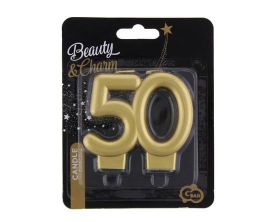 Świeczka Beauty&Charm cyferka 50, metalik złota, 8.0 cm GoDan