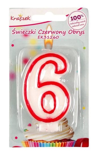 Świeczka Czerwony Obrys "6" KRASZEK