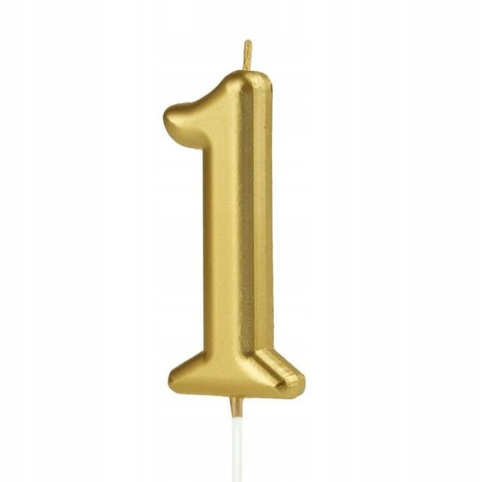 Świeczka na tort urodzinowa cyfra 1 złota 10 cm PartyPal