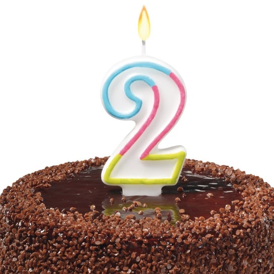 Świeczka na tort urodziny cyfra 2 7,5cm SUSY-CARD - cyfra 2 Pelikan