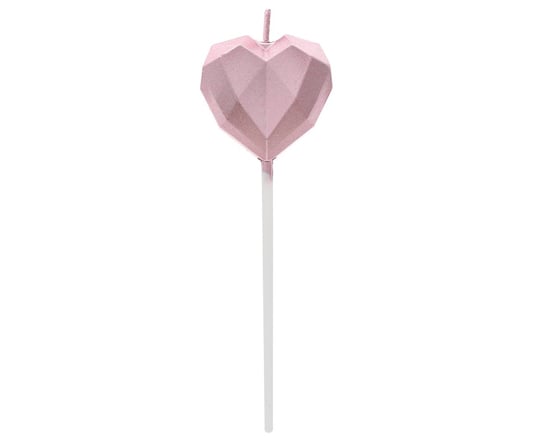 Świeczka piker Serce Diament, różowo-złote, 10.5x3.5 cm GoDan