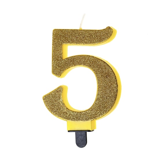 Świeczka urodzinowa "5" złota z brokatem MK Trade