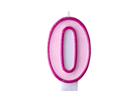 Świeczka urodzinowa Cyferka 0, różowa, 7 cm PartyDeco