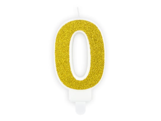 Świeczka urodzinowa, Cyferka 0, złota, 7 cm PartyDeco