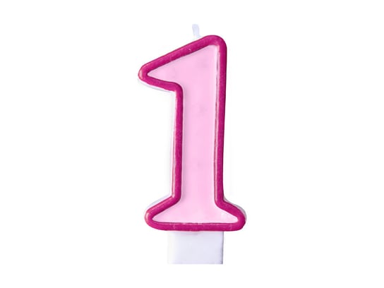 Świeczka urodzinowa, Cyferka 1, różowa, 7 cm PartyDeco