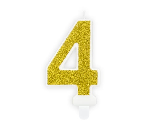 Świeczka urodzinowa, Cyferka 4, złota, 7 cm PartyDeco