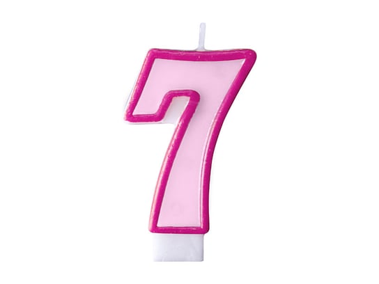 Świeczka urodzinowa, Cyferka 7, różowa, 7 cm PartyDeco