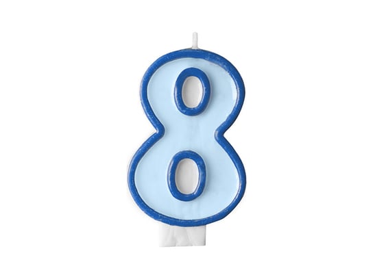 Świeczka urodzinowa, Cyferka 8, niebieska, 7 cm PartyDeco