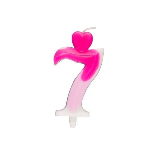 Świeczka urodzinowa cyferka biało-różowa 7 Inna marka