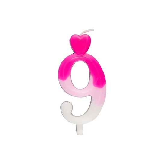 Świeczka urodzinowa cyferka biało-różowa 9 Inna marka