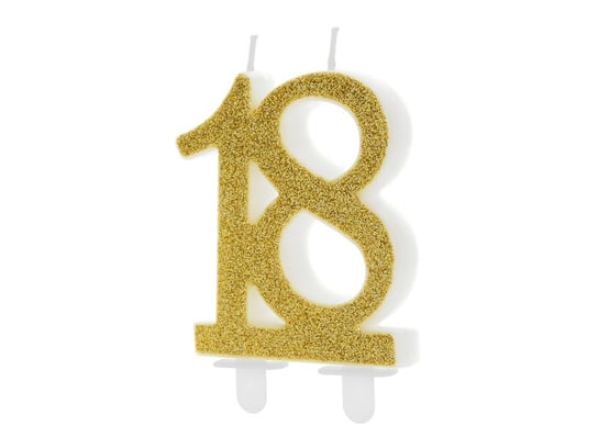 Świeczka urodzinowa, liczba 18, złota PartyDeco
