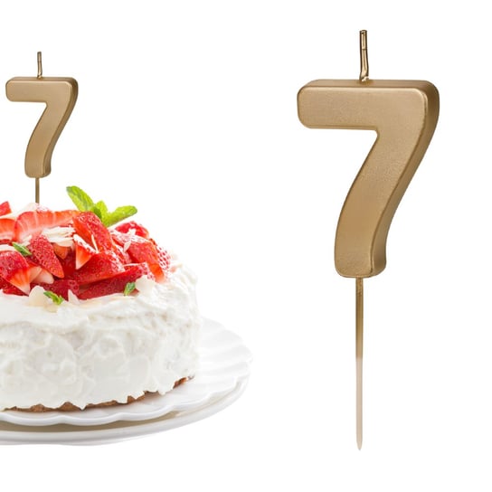 Świeczka urodzinowa na tort Cyferka Cyfra 7 złota metaliczna 5cm ABC