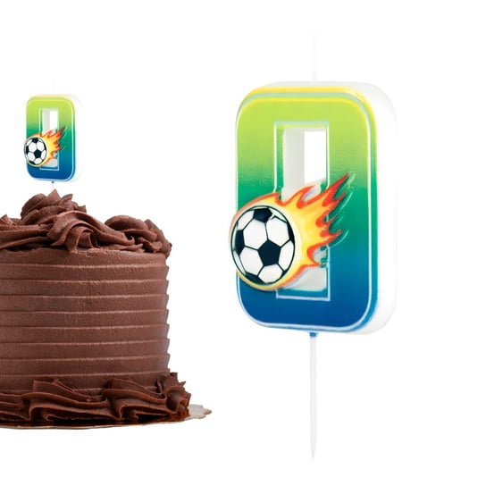 Świeczka urodzinowa na tort Football Piłka Nożna Piłkarz ogień cyfra 0 Inna marka