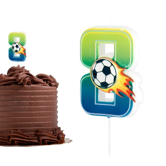 Świeczka urodzinowa na tort Football Piłka Nożna Piłkarz ogień cyfra 8 Inna marka