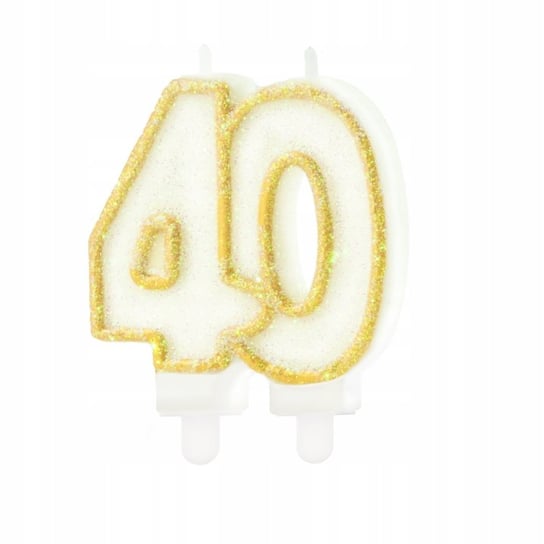 Świeczka urodzinowa złota 40 na tort tortowa cyfra PartyPal