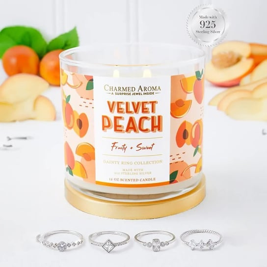 Świeczka z pierścionkiem Srebro 925 Charmed Aroma Velvet Peach-8-10 L-XXL Inna marka