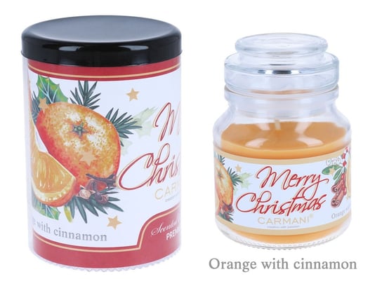Świeczka zapachowa american mały - Boże Narodzenie. Oragne with Cinnamon (CARMANI) Carmani