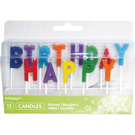 Świeczki Happy Birthday Kolorowe Amscan