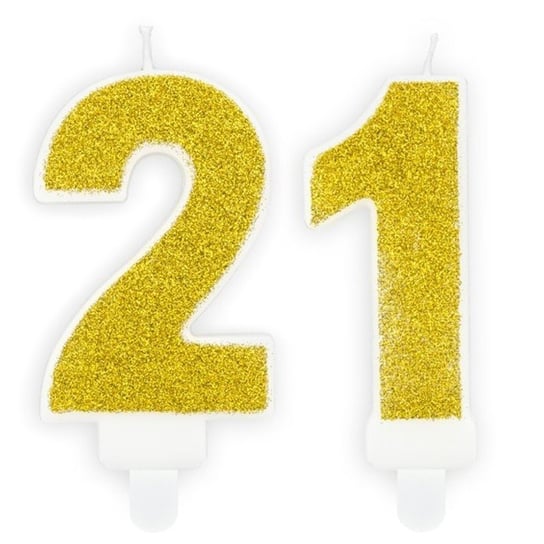 Świeczki Urodzinowe Cyfra 21 Brokatowe Złote Na Tort Ozdoba Dekoracja ABC