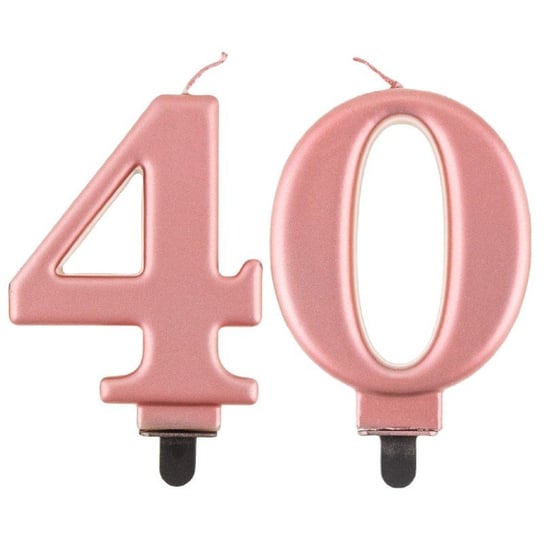 Świeczki Urodzinowe Cyfra 40 Metaliczne Różowe Na Tort Ozdoba Dekoracja ABC
