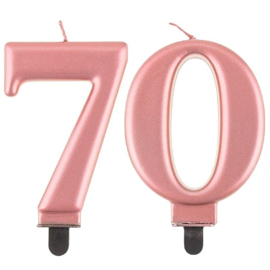 Świeczki Urodzinowe Cyfra 70 Metaliczne Różowe Na Tort Ozdoba Dekoracja ABC