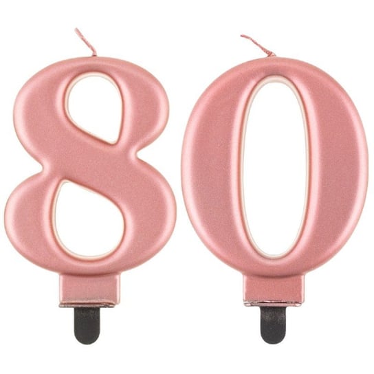 Świeczki Urodzinowe Cyfra 80 Metaliczne Różowe Na Tort Ozdoba Dekoracja ABC