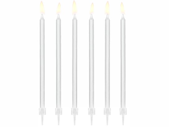 Świeczki urodzinowe gładkie, białe, 14 cm, 12 sztuk PartyDeco