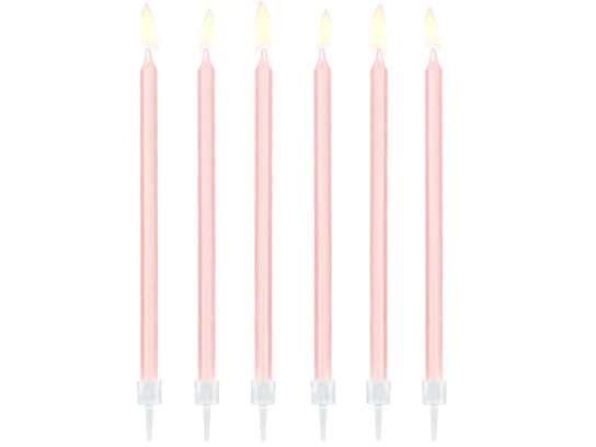 Świeczki urodzinowe gładkie, jasnoróżowe, 14 cm, 12 sztuk PartyDeco