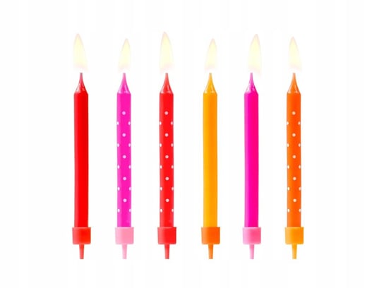 Świeczki Urodzinowe Kolorowe Mix 6,5Cm/ 6Szt Tort PartyPal