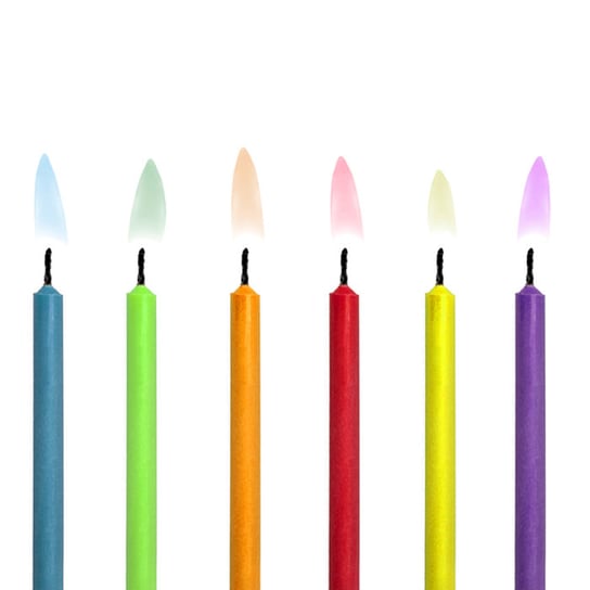 Świeczki urodzinowe kolorowe płomienie, mix, 1 op./6 szt. somgo