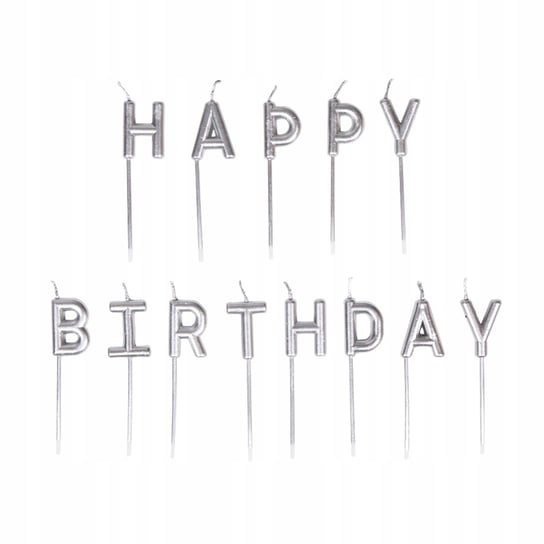 Świeczki Urodzinowe Na Tort Happy Birthday Srebrne Urodziny Dekoracja Inna marka