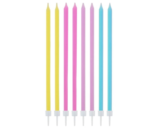 Świeczki urodzinowe, pastelowy mix, 14.5x0.6 cm, 16 szt. GoDan