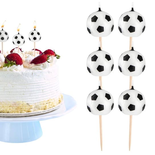 Świeczki urodzinowe piłka nożna czarno-biała 5szt Inna marka