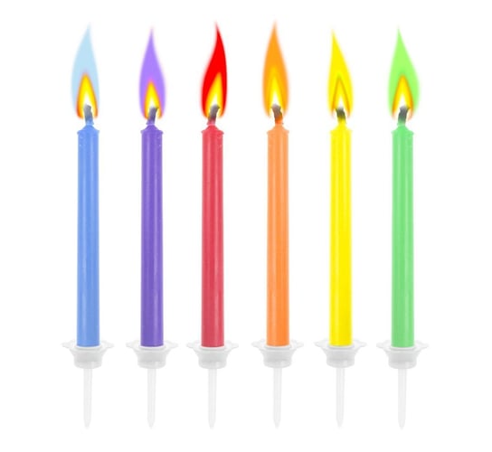 Świeczki urodzinowe z kolorowym płomieniem 6szt. KIK