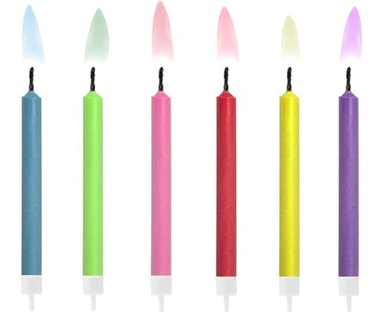 Świeczki urodzinowe z kolorowymi płomieniami 6 sztuk Inna marka