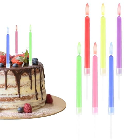 Świeczki urodzinowe z kolorowymi płomieniami na tort 6szt Inna marka